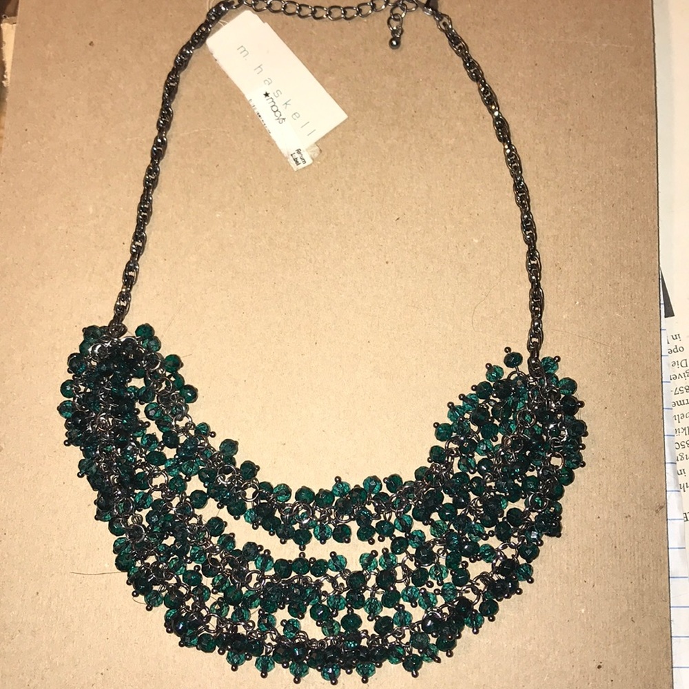 NWT Aqua/Dark Emerald Layered Necklace